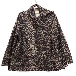 Soft Surroundings sweater womens M pull over animal print stretchy boxy casual
